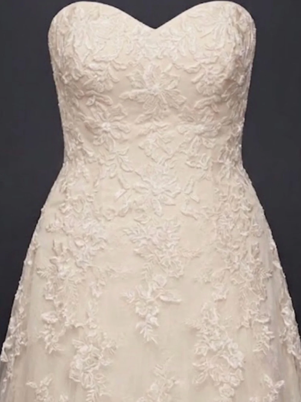 Strapless Lace A-Line Wedding Gown With Train in Ivory